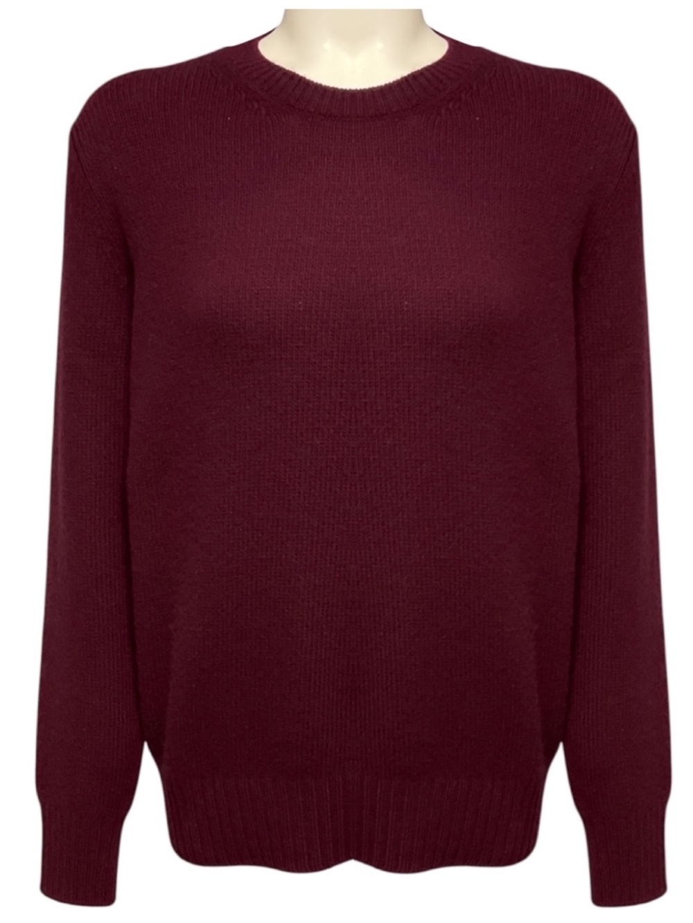 PRADA BURGUNDY TRIANGLE LOGO WOOL AND CASHMERE KNIT SWEATER